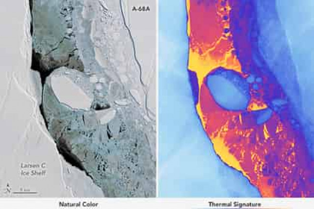 НАСА показало снимок гигантского отколовшегося айсберга