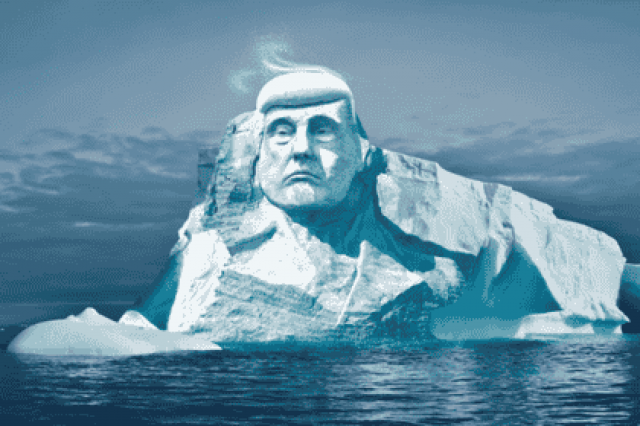 Экологи вырубят огромную голову Трампа во льдах Арктики
