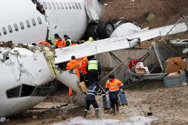 Plane skids off runway in Istanbul, killing three and injuring 179