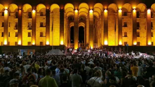 Two protests staged outside Georgian parliament in Tbilisi