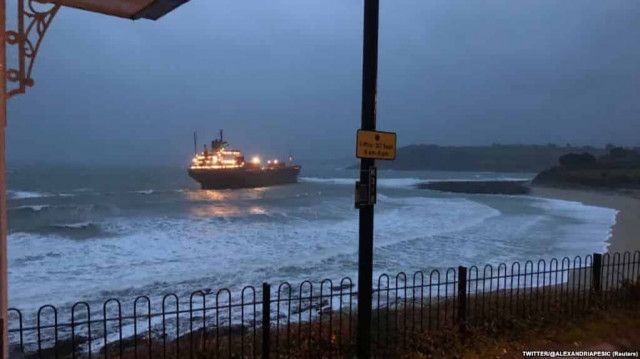 Life's A Beach For Russian Crew As Ship Runs Aground Off England