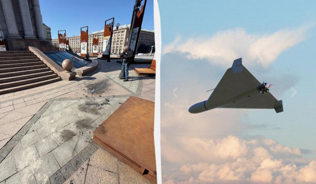 У Києві уламки дрона впали біля монумента Незалежності на Майдані: що відомо (фото)
